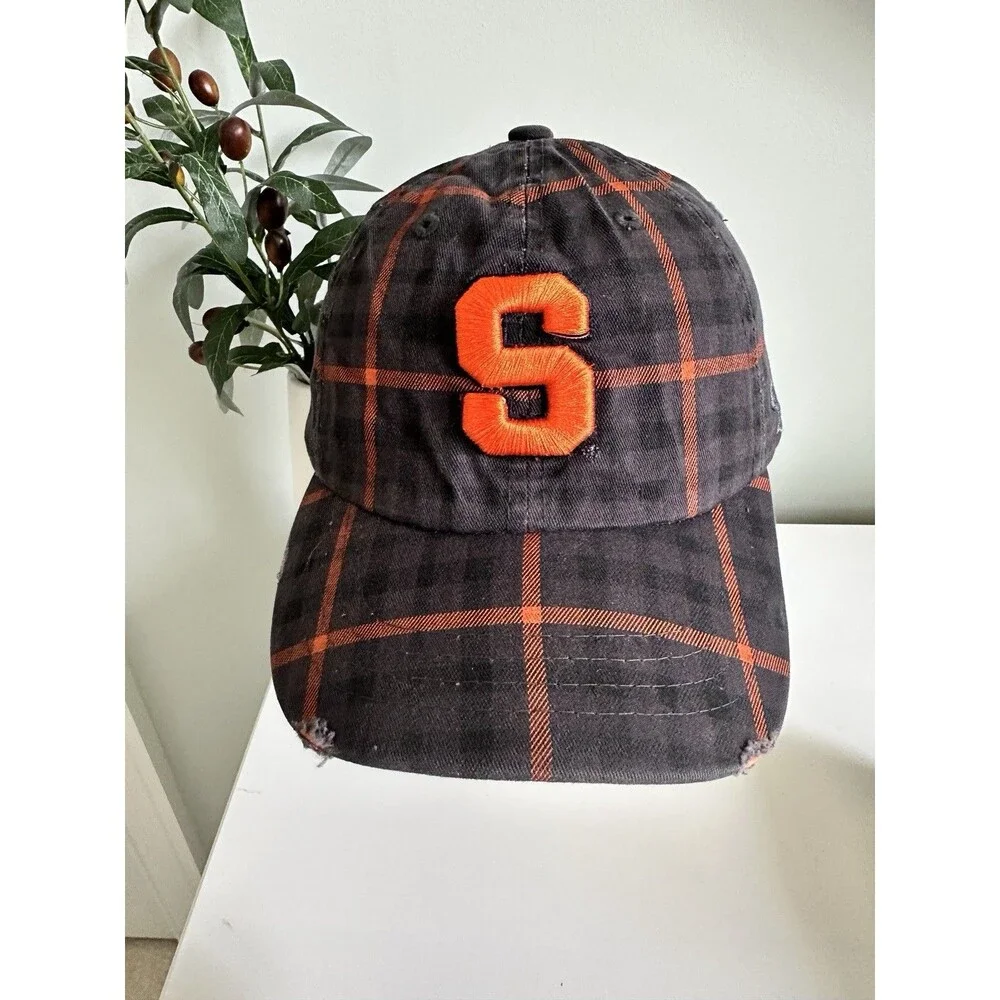 Zephyr Syracuse Orange Z-Hat Plaid Distressed Snapback Hat NCAA Cuse Cap Y2K